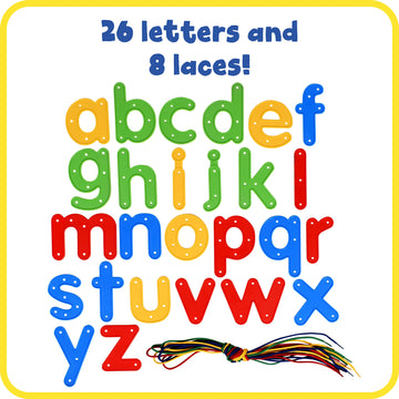 Ready 2 Learn Lacing Alphabet - Lowercase - 26 Letters - 8 Laces - Threading Toy For 3, 4, 5, 6 Year Olds - Fine Motor Skills, Letter Recognition And Early Spelling