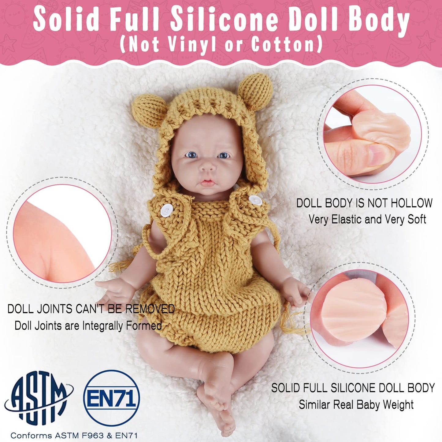 Vollence 17 Inch Full Body Silicone Baby Doll That Look Real Boy,Eyes Open Realistic Reborn Real Lifelike Baby Dolls - Boy