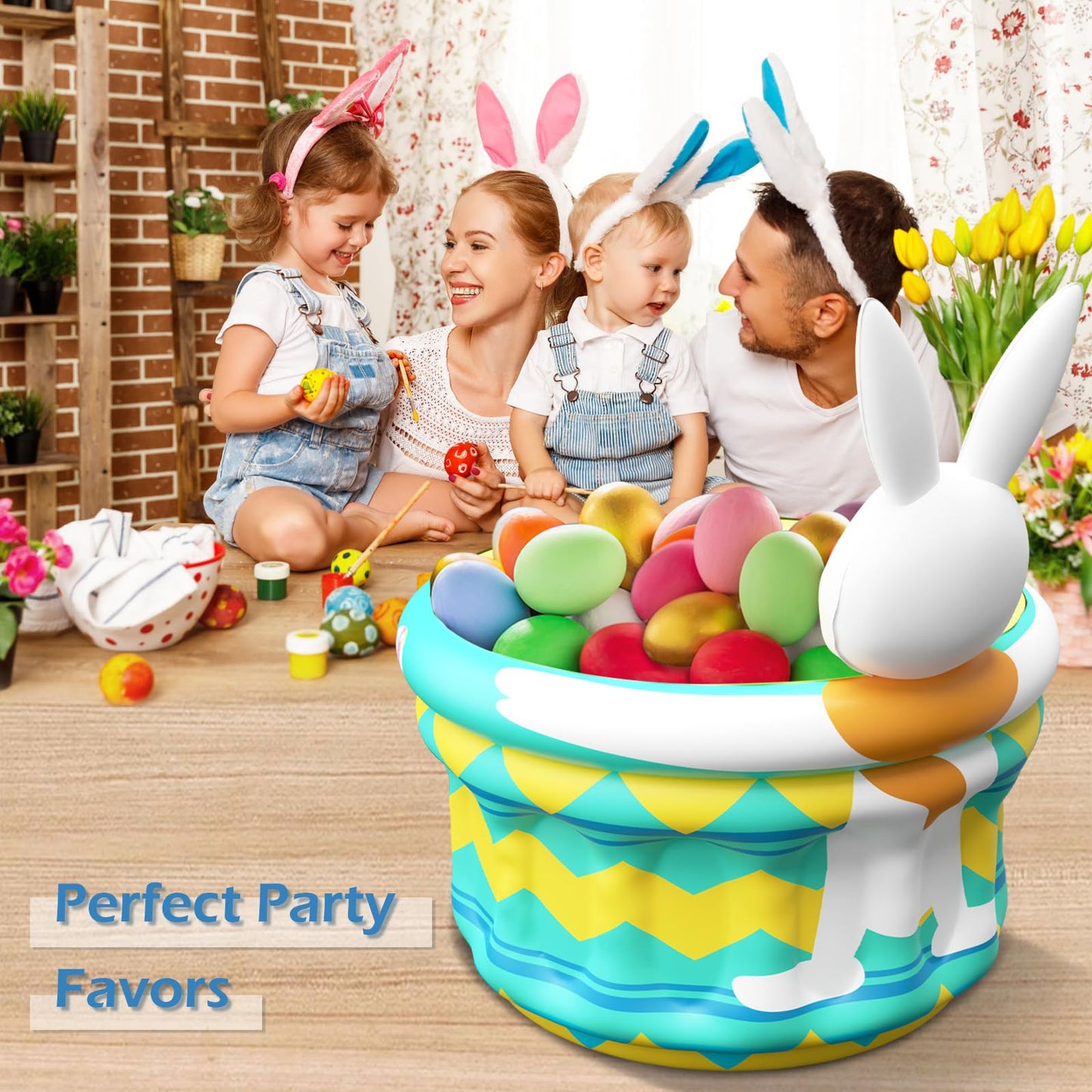 Jasonwell Inflatable Pool Party Cooler - Easter Bunny Ice Bucket Luau Hawaiian Tropical Beach Themed Birthday Easter Party Decorations Favors Supplies Decor Blow Up Drink Cooler Outdoor Kids Adults