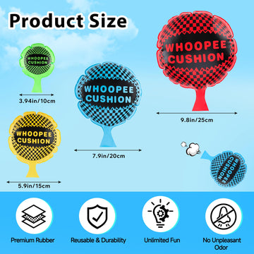 4Pcs Whoopie Cushions 4 Different Sizes Woopie Cushions Classic Whoopee Cushion Goodie Bag Stuffers Woopy Cushion Fart Bag for Boys and Girls Party Favors and Prank Gag White Elephant Gifts