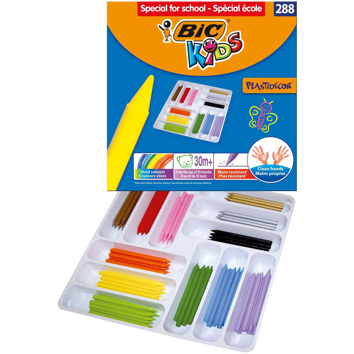 Bic Kids Plastidecor Colouring Crayons - Assorted Colours, Classpack of 288