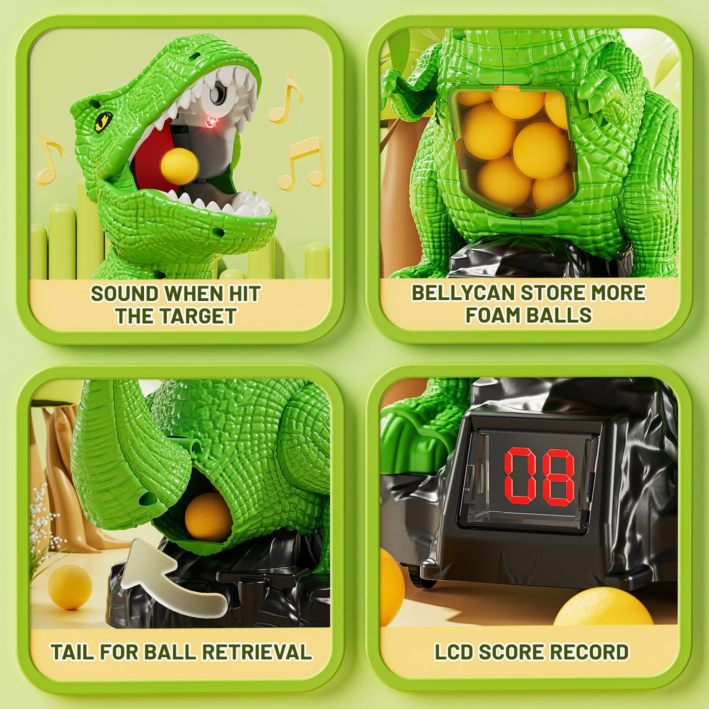 Niplooow Dinosaur Shooting Toys For Kids 3-5 Years, Movable Target Shooting Games With 2 Air Pump Launcher, Interactive Competit