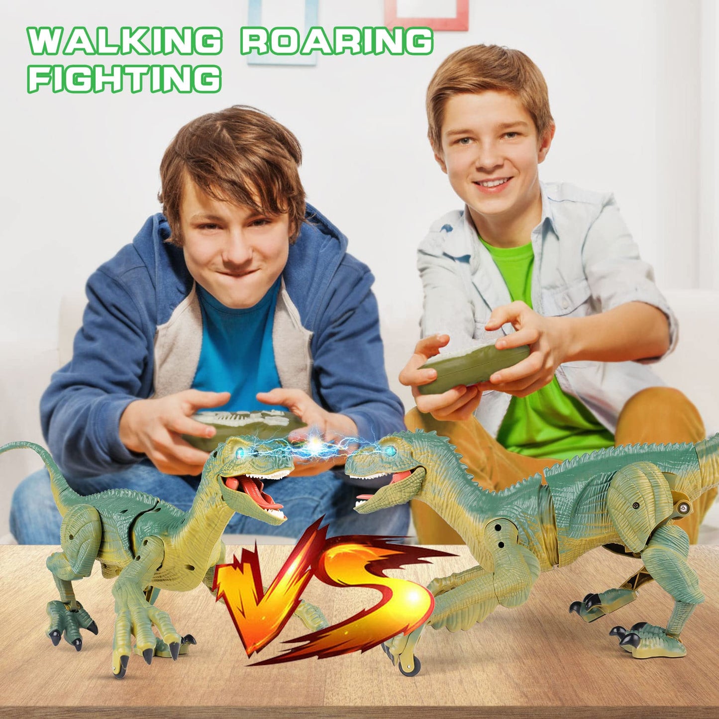 Vertoy Remote Control Dinosaur Toys For Kids - Build A Big Walking Velociraptor Dino With Light And Sound, Birthday Gift Ideas For Boys And Girls 3-5 5-7 8-12 Year Old