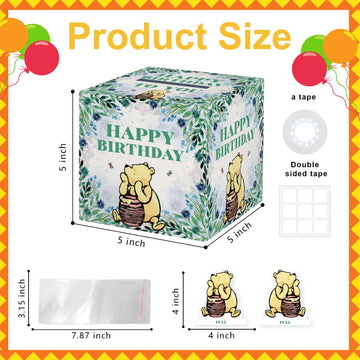 Winnie Happy Birthday Party Money Box, Surprise Money Gifts Box, Winnie Birthday Party Decorations Supplies Pooh, Kids Boys Girl