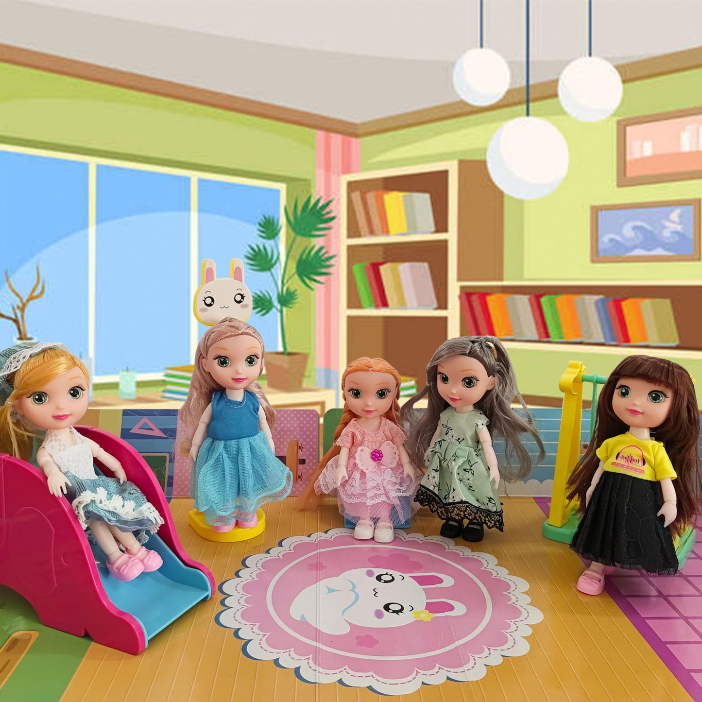 Jing Show Bussiness 5 Sets Doll Clothes For 6 Inch Doll ,Include 5 Pieces Girl Mini Dolls, 5 Sets Handmade Doll Clothes And 5 Pairs Of Doll Shoes