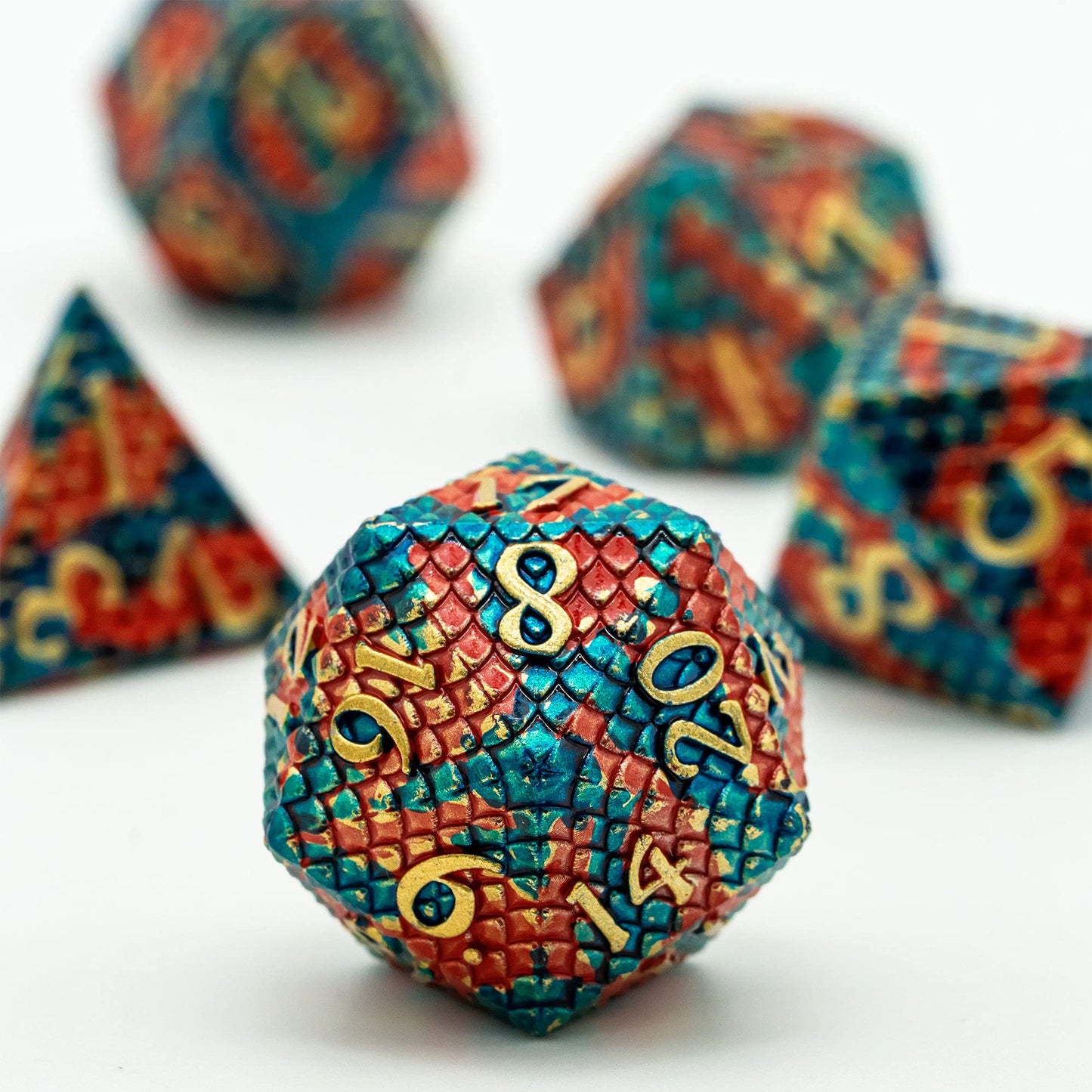UDIXI Metal Dice Set, Dragon Scale D&D Metal DND Dice with Dice Pouch for Role Playing Games Dungeons and Dragons and Other Tabl