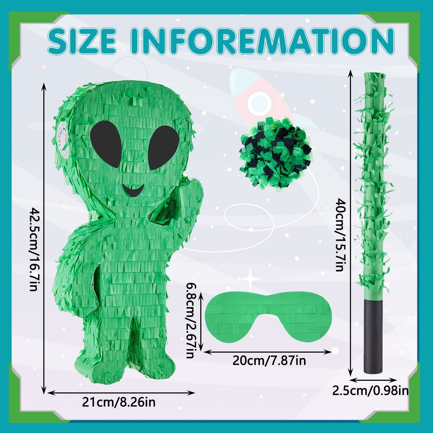 Lewtemi Piata Party Decorations with Stick Blindfold and Confetti for Party Decorations Centerpiece, Photo Prop, Birthday, Funny