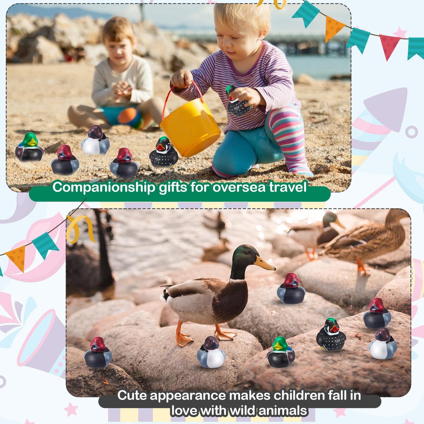 Deekin 24 Pcs Family Mallard Rubber Duck 2 Inch Cool Floating Decoy Rubber Ducks Adorable Soft Bathtub Decoy Bath Toys For Birthday Gift Nature Birds Lovers Cruise Party Hunting Decoration