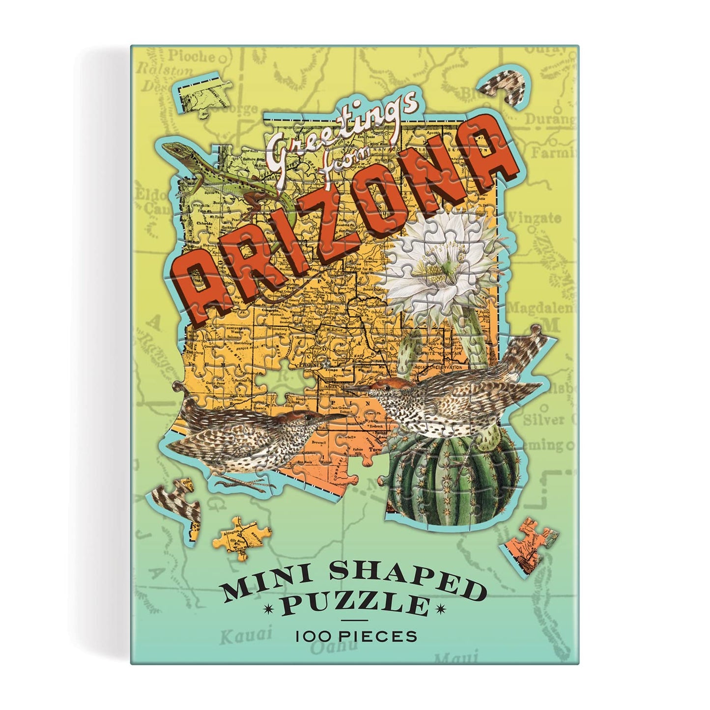 Galison Arizona Mini Shaped Puzzle - 100 Jigsaw Pieces Featuring Art By Bestselling Artist Wendy Gold, Die-Cut Mini Shaped Puzzl