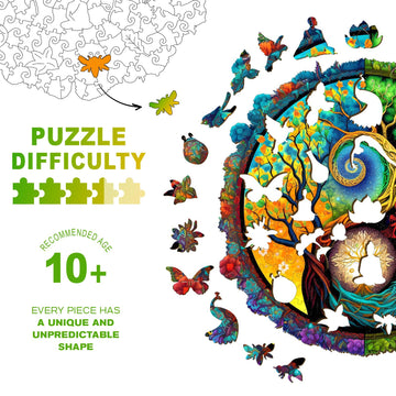 Wooden Puzzles for mature-themeds - Unique Shaped Wooden Jigsaw Puzzles mature-themed Puzzles Christmas Creative Gifts for mature-themeds Kids Yinyang Tree of Life Wooden Puzzle 11.8 * 11.8in 200pcs