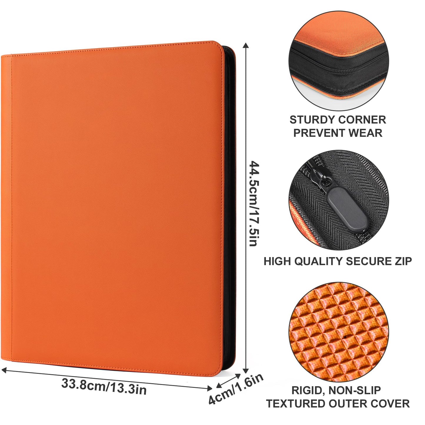 1000+ Pockets Trading Card binder GEAoffice PU Cover Card Collection Binder enhanced 16 Pockets Card Holder Folders Side Loading Card Album for YuGiOh MTG TCG Game Cards & Sports Cards Orange
