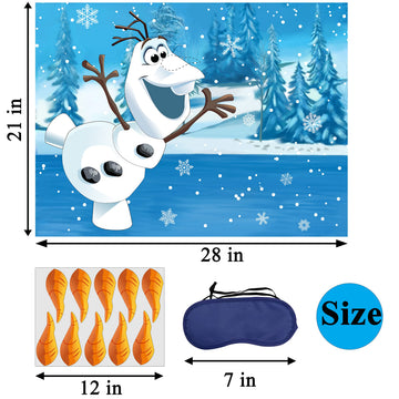 Hrency Pin The Nose on The Olaf Game for Kids Christmas Party Game for Kids Olaf Pin Game with Reusable 24Pcs Nose Stickers Birt