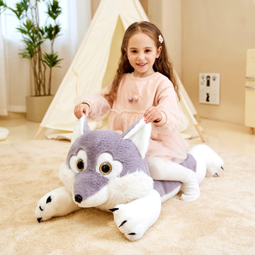 Ikasa Giant Wolf Stuffed Animal Plush Toy, 30' Large Jumbo Plushie Toys For Kids Girls Boys