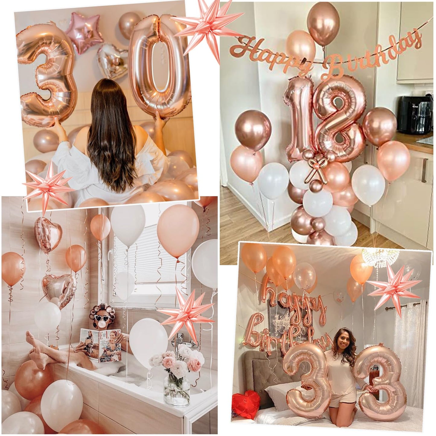 Rose Gold Balloons Garland Arch Kit,144Pcs Metallic Rose Gold Confetti Balloons For Bachelorette Bridal Shower Wedding Graduatio