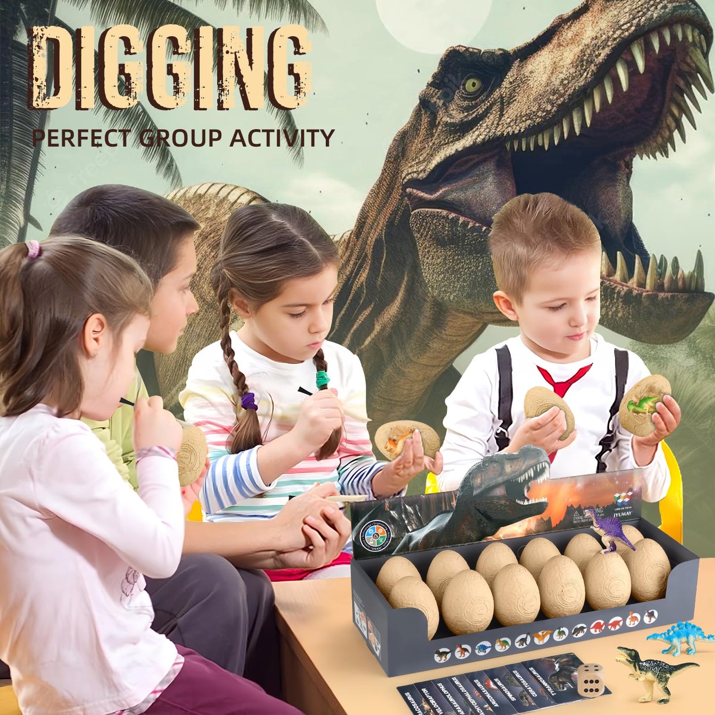 Dinosaur Eggs Dig Kit - Dinosaur Toys For Kids 5-7, Dinosaur Eggs Excavation Kit With 12 Dinosaurs Inside, Fossil Dino Toy, Dinosaur Gifts For Boys Girls 6 And Up Year Old Birthday Easter Gifts