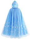PURFEEL Girls Cape for Elsa Dress up Kids Hooded Cloak Costume Blue 7-10Years