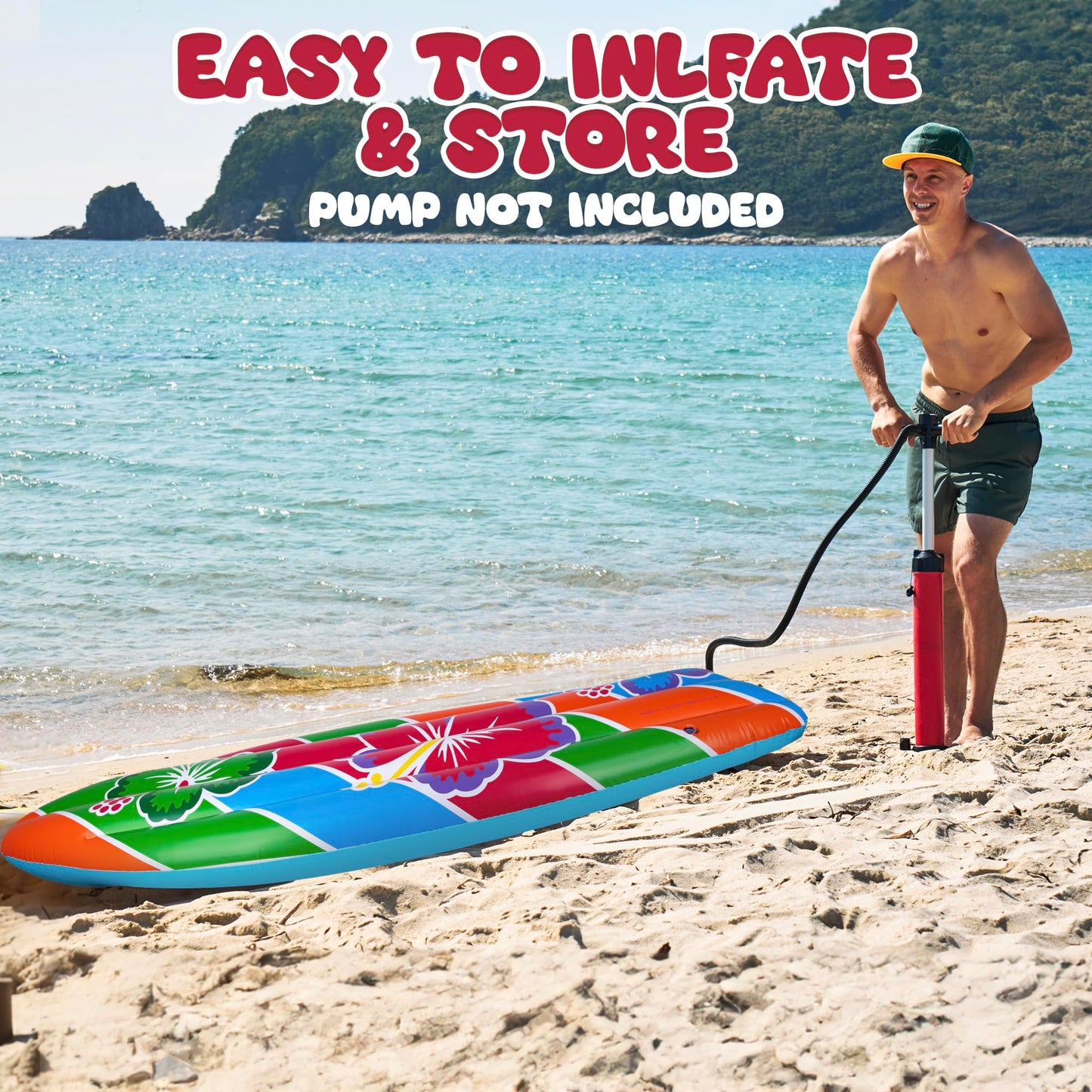 Artcreativity 5 Ft Inflatable Surfboard, Surfboard Decoration For Beach, Tropical And Luau Party Decorations, Inflatable Pool Toy For Kids And Adults, Beach Party Inflate