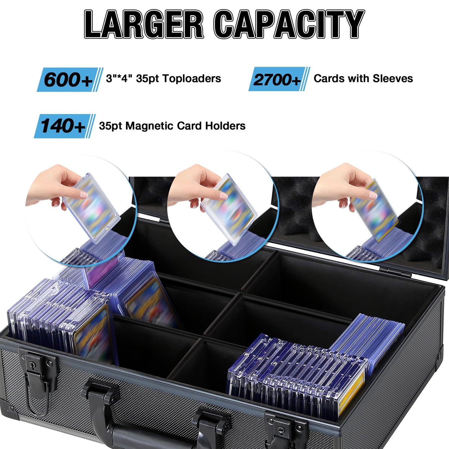 Tcguard Toploader Storage Box For 3''*4'' 35Pt Toploaders, Waterproof, Anti-Skid, Card Storage Box With Dividers, Fits Trading C