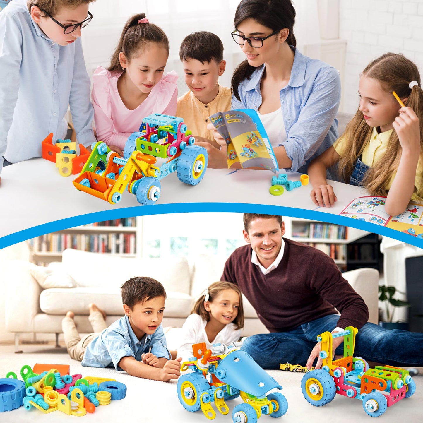 STEM Toys for 3 4 5 6 7 8+ Year Old Boy Girl Building Toys for Kids Ages 4-8 5-7 6-8 Toddler 3-8 Block Stem Kit Educational Construction Set Creative Activities Learning Engineering Game Birthday Gift
