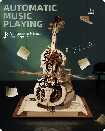 Rokr 3D Wooden Puzzles For Adults,Wooden Music Box Kits-Cello Wood Model Kits For Adults To Build,Stem Projects For Kids Ages 12-16,Birthday Gifts Hobbies For Women Men