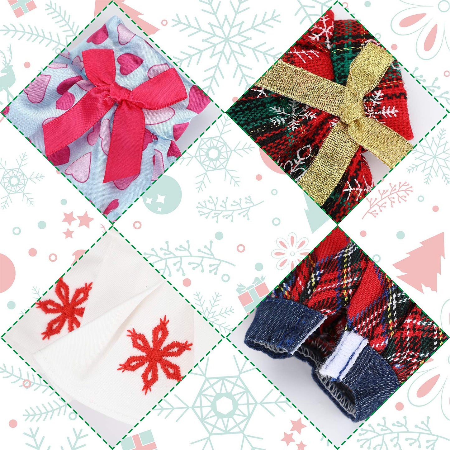 4 Pieces Santa Clothing Christmas Elf Skirts For Elf Doll Christmas Holiday Decorations (Not Include Doll)