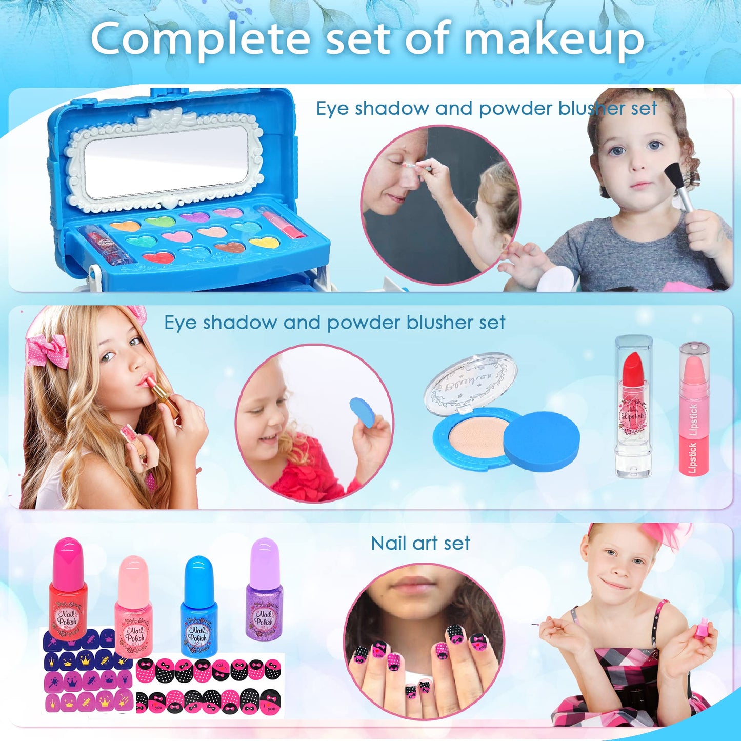 Kids Makeup Toys for Girls - Safe and Washable Makeup for Kids, Kids Makeup Kit for Girl, Real Girls Makeup Kit for Kids Toddler