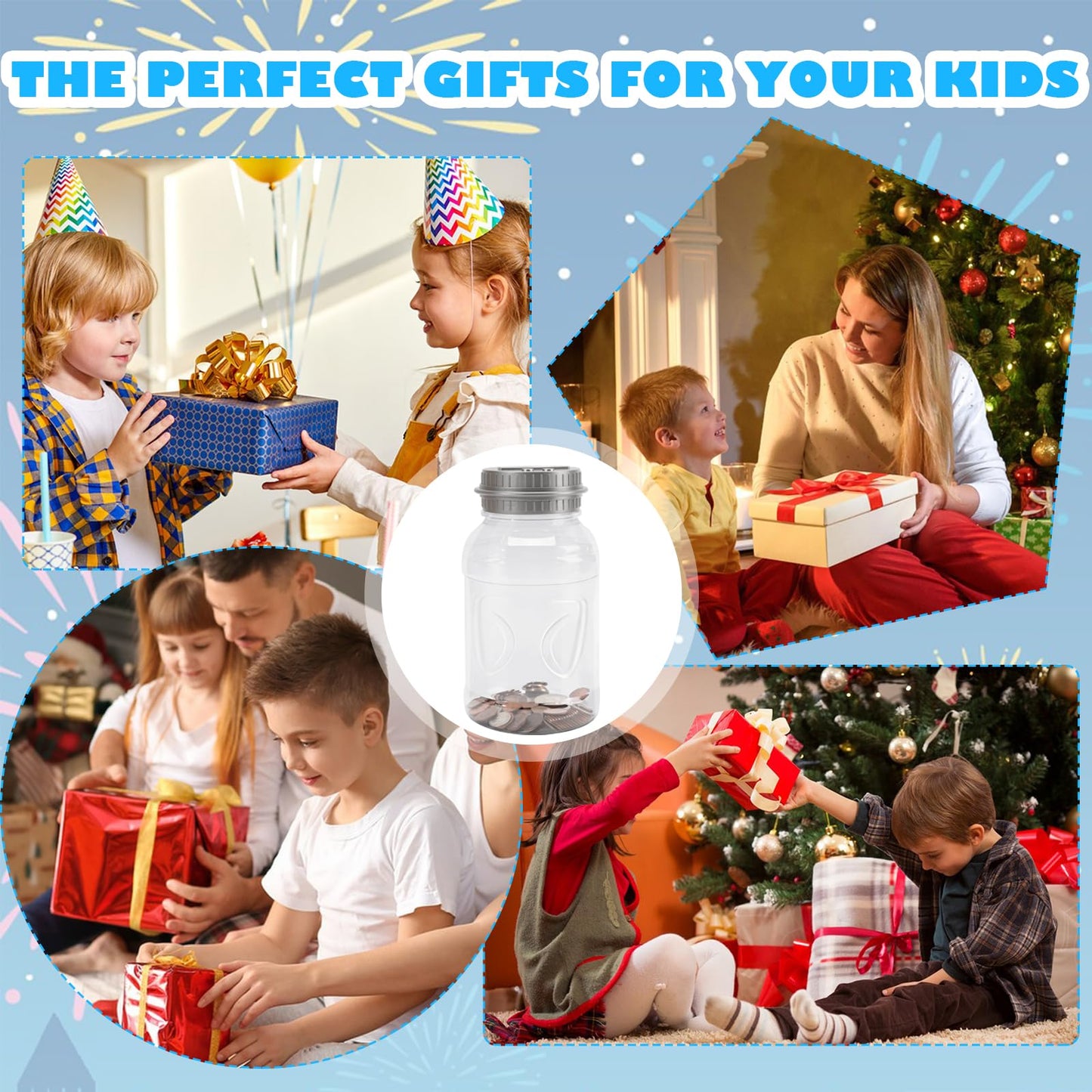 Qiekaka Coin Bank For Boys Adults, Piggy Bank For Adults Kids, Coin Jar With Lcd Change Counter For Counting Money, Change Bank