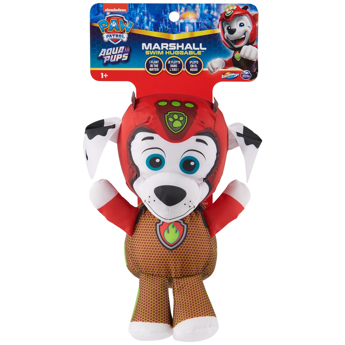 Swimways Paw Patrol Aquapups Marshall Swim Huggable, Paw Patrol Toys, Bath Toys & Beach Toys, Floating Water Stuffed Animal For