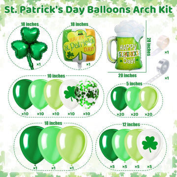 138 Pieces Green Balloons St Patricks Balloons Arch Green Balloon Arch Kit Green Balloon Garland For St. Patrick'S Day Decoratio
