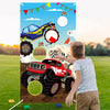 BeYumi Monster Truck Toss Game Banner with Bean Bags Checkered Party Game for Indoor Outdoor Activities 4 Score Holes Game Monster Truck Theme Birthday Party Supplies for Kid mature-themed