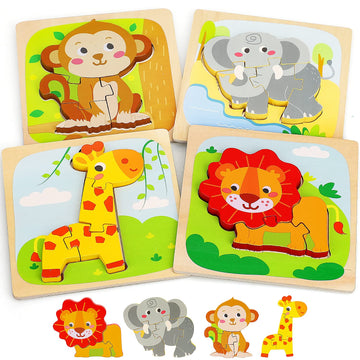 Toy Life Wooden Puzzles For Toddlers 2-4, Toddler Montessori Toys For 1 2 3 Year Old Boys Girls, Animals Wood Jigsaw Puzzles, Ed