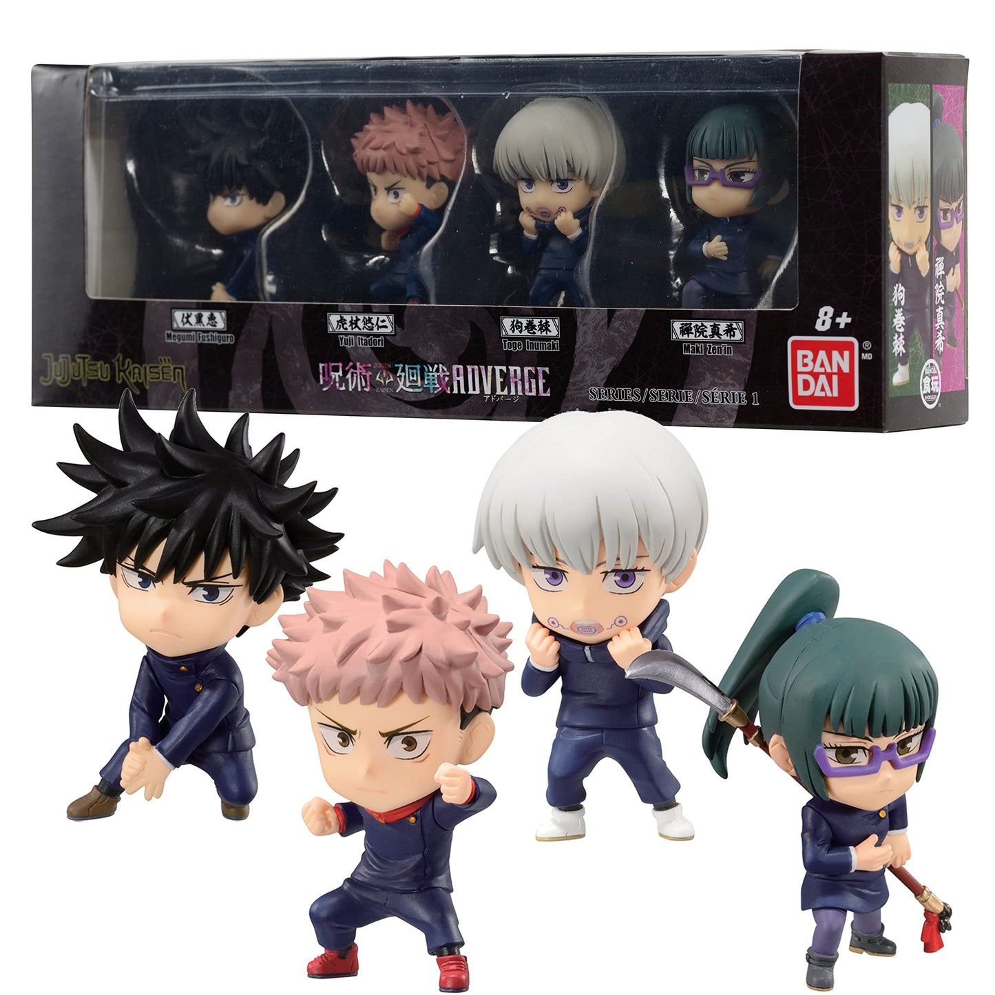 Bandai Namco - Jujutsu Kaisen - Megumi Fushiguro, Yuji Itadori, Toge Inumaki, And Maki Zenin, Adverge Figure Box (Set A)