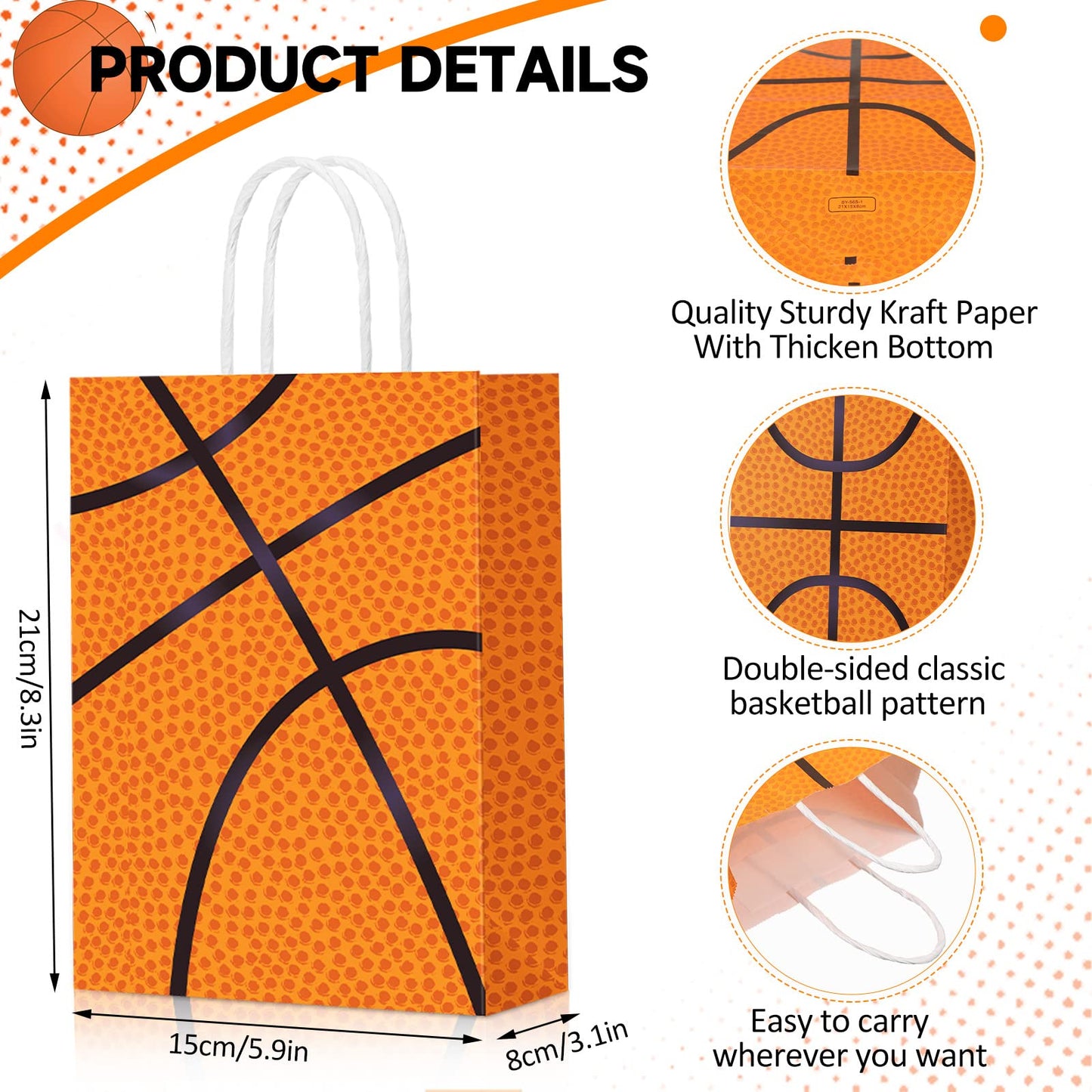 30 Pcs Basketball Tennis Party Bags Baseball Tennis Gift Goodie Favor Bags Treat Candy Goody Bags Party Decorations Birthday Bag