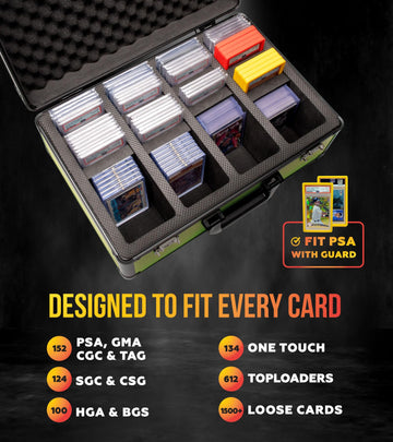 SLAB protective covering 4 Row Graded Card Storage Box PSA Card Slab Case For Graded cards Holds 160+ Slabs Graded Card Case for PSA Slab Box Graded Card Storage Sports Baseball Card Collector Gifts ( LIME GREEN )