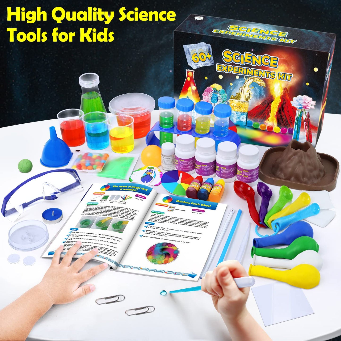 Unglinga 60+ Science Experiments Kits For Kids, Boys Girls Toys Gifts, Science Lab Stem Activities Educational Project With Chemistry Set, Erupting Volcano, Magic Colour