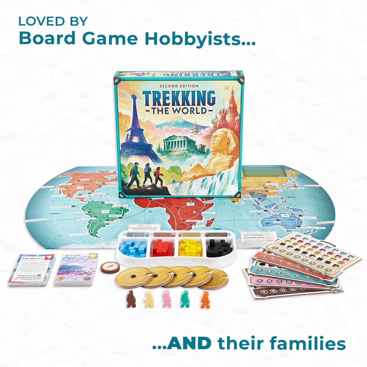 Underdog Games Trekking The World Board Game - 2nd Edition for Ages 10+ - Easy to Learn, Family Fun, Cardboard