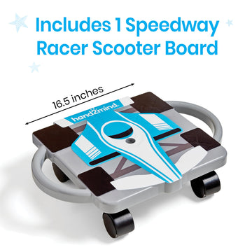 Hand2Mind Blue Speedway Racer Scooter Board, Floor Scooter Board, Gross Motor Toys, Kids Exercise & Physical Education Equipment