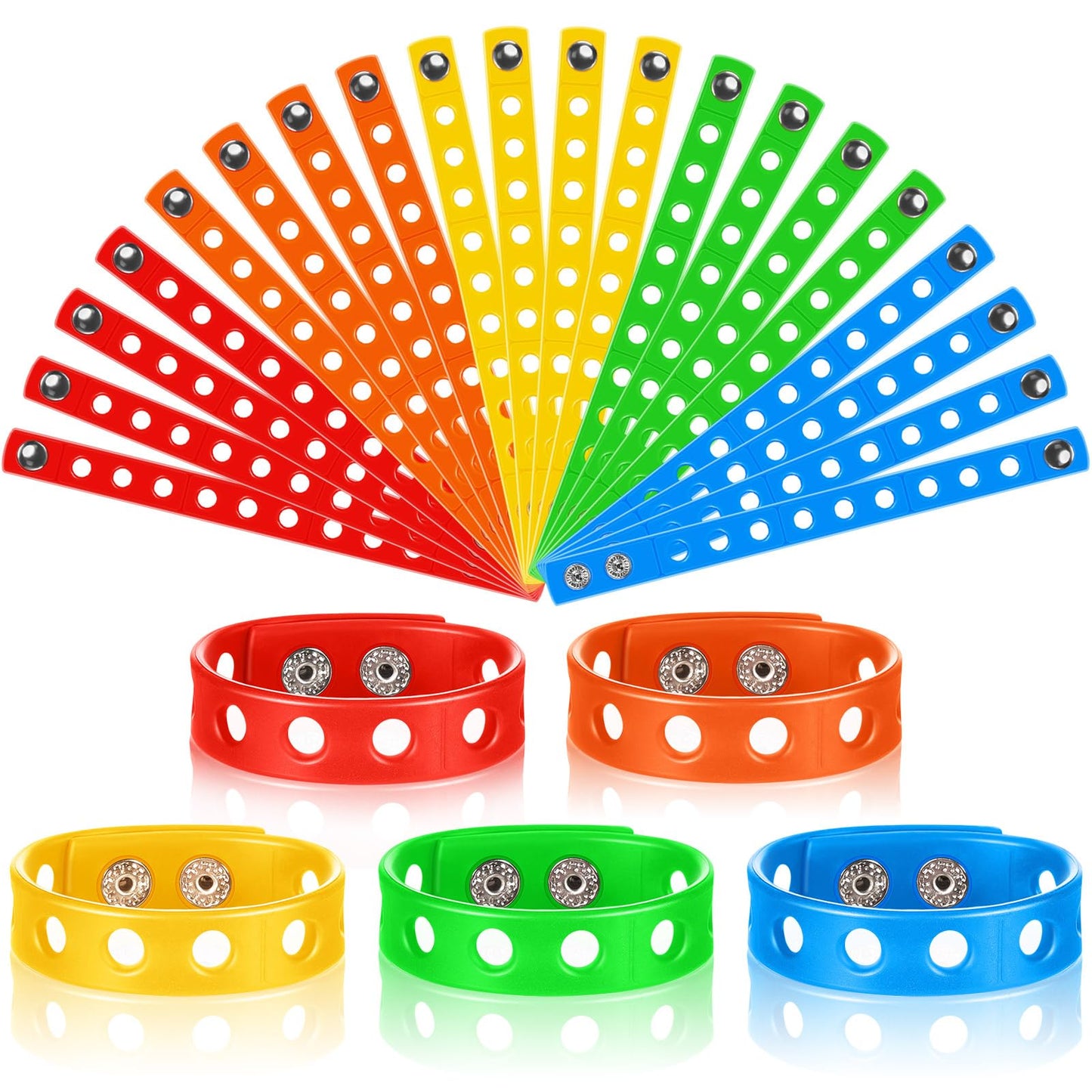 Aoriher 20 Pieces Silicone Charm Bracelets Kids Operation Christmas Silicone Wristband Gift Adjustable Rubber Bracelet with Hole