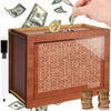 YOSICHY $10000 Cash Vault Wooden Savings Box - Retro Coin Counter Piggy Bank with Money Target & Numbers, Medium Size