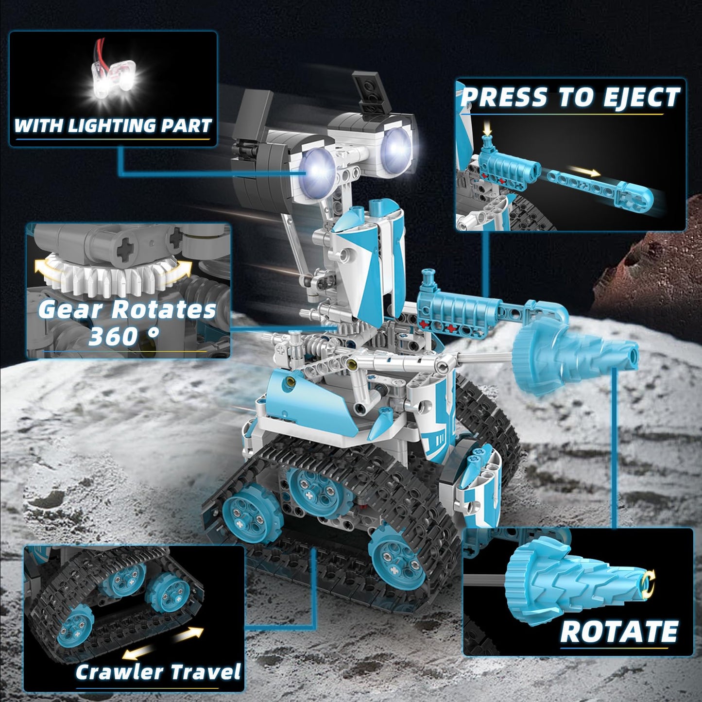 Suplanet Stem Robot For Kids Ages 8-14, 5-In-1 Remote Control And App Programmable Robot Toys - 720 Pcs Diy Building Science Edu