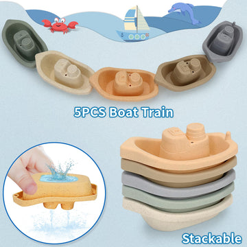 Sltbeh Baby Bath Toys For Toddlers 1-3, 14 Pcs Bathtub Toys For For Kids Age 2-4,Mold Free Bath Boat With Stacking Cup & Waterin