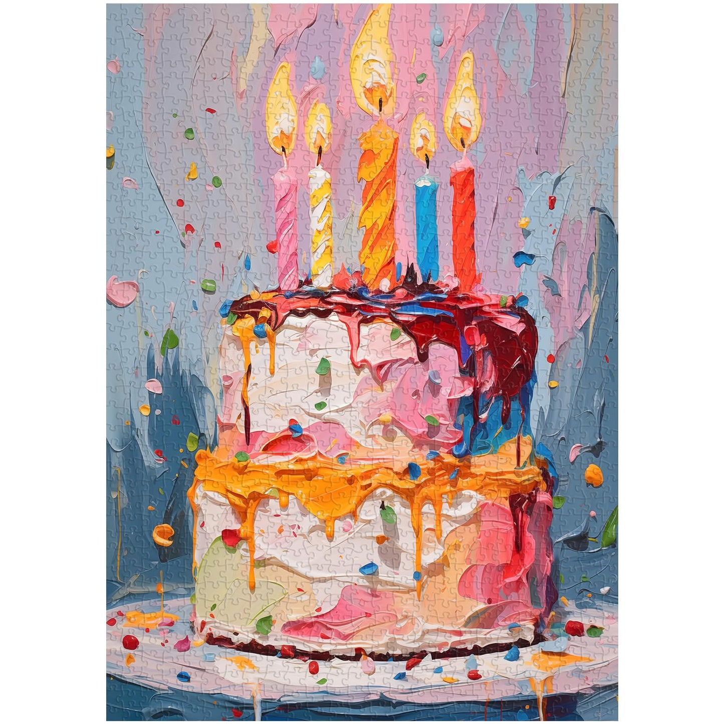 Birthday Cake Puzzles For Adults,Colorful Cake Art Puzzles For Adults Painting Puzzle, Happy Birthday Puzzle Food Challenging Jigsaw Puzzles For Adults