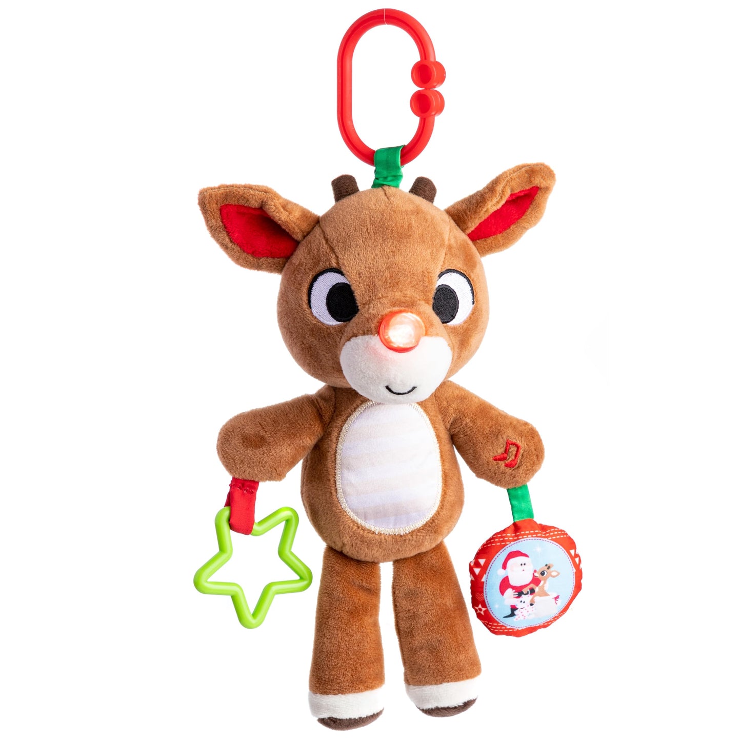 Kids Preferred Rudolph The Red-Nosed Reindeer On The Go Teether Developmental Activity Toy, 12 Inches , Brown