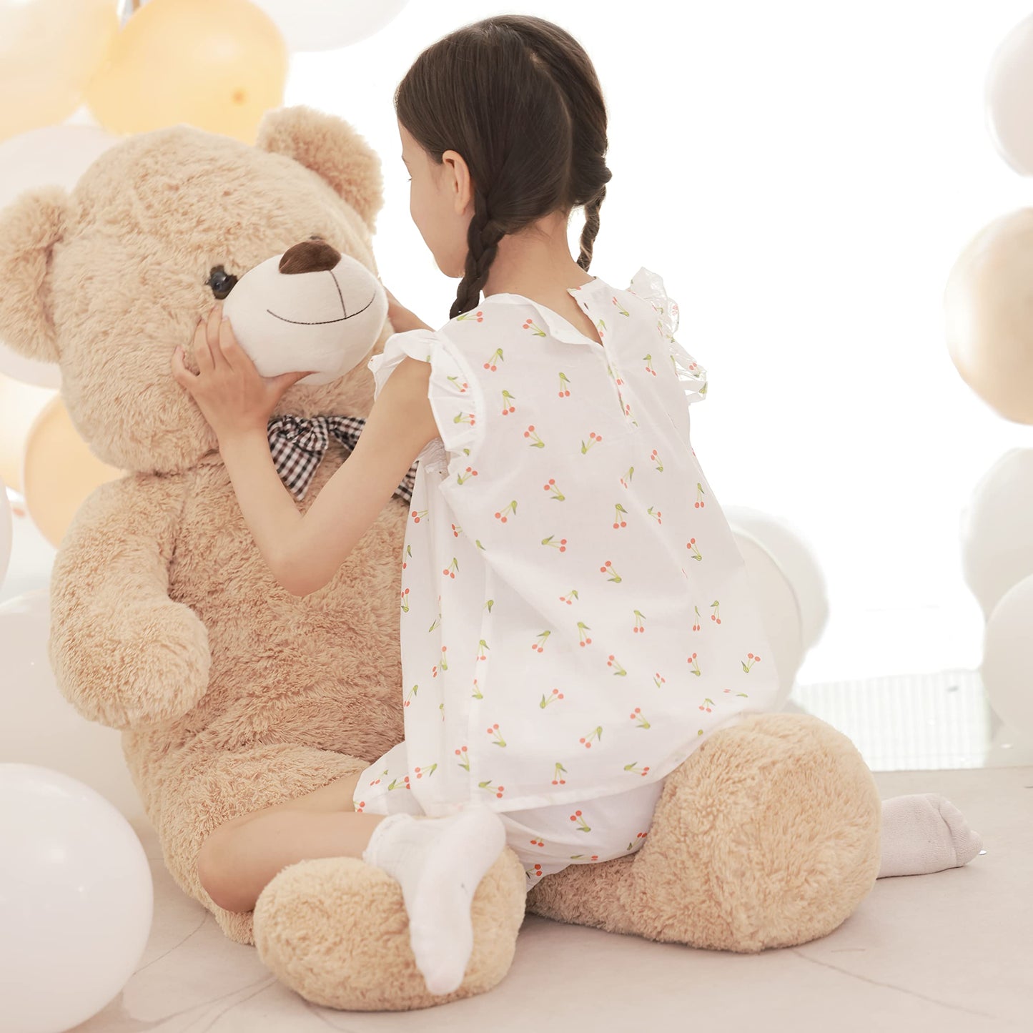 Poutmac 47 Inch Giant Teddy Bear Stuffed Animal Brown Big Plush Teddy Bear Valentine'S Gift For Girlfriend Soft Stuffed Bear Ani