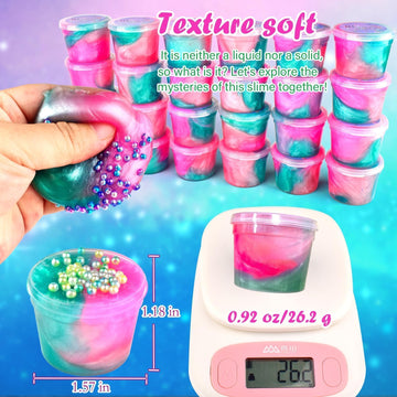 36 Pack Mermaid Slime Kit, Soft & Non-Sticky Galaxy Slime Pack, Mermaid Party Favors For Kids, Slime Party Favors For Girls & Bo
