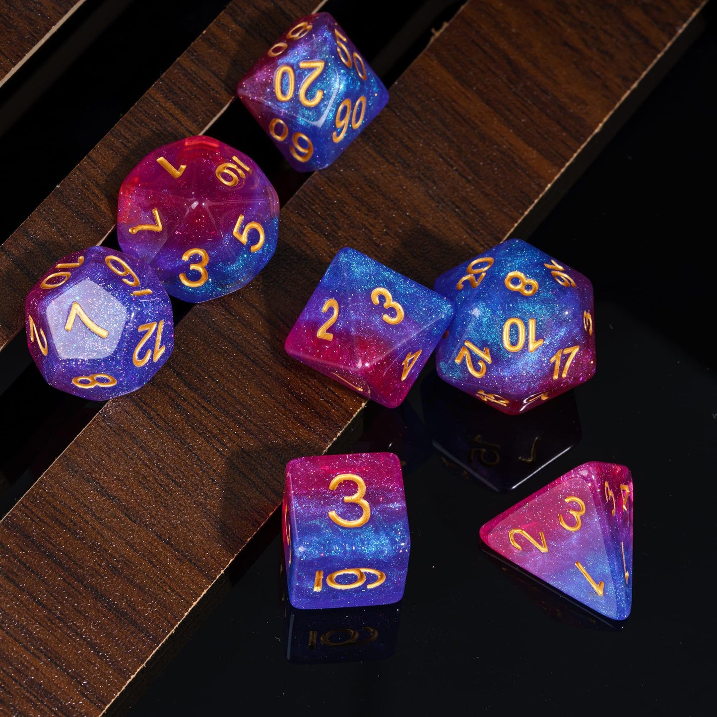 HDdais 7PCS DND Dice Bisexual-Pride Polyhedral Dice Set D&D Homosexual Flag Dice for Dungeons and Dragons RPG MTG and Other Tabl