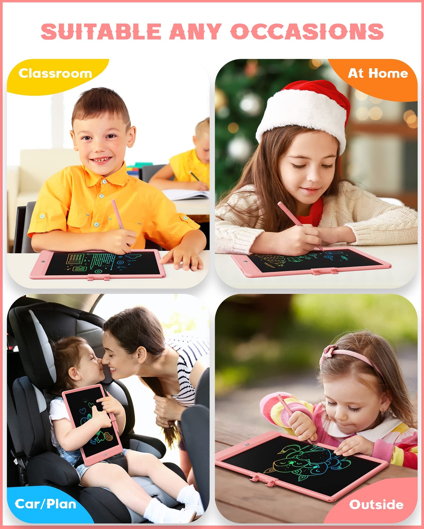 Bravokids 10 Inch LCD Writing Tablet for 3-8 Year Olds - Electronic Drawing Pad and Doodle Board as Educational Birthday Gifts f