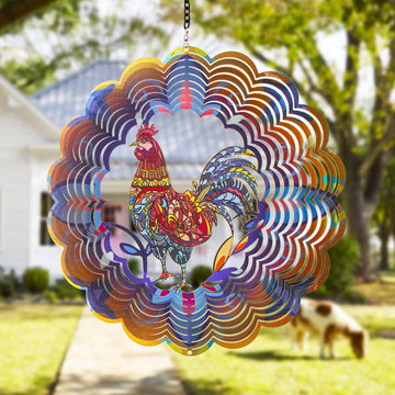 Rooster Metal Wind Spinners - Chicken Gifts For Women Mom Grandma Wife, Hanging Cock Wind Spinner For Outdoor & Indoor Decoratio