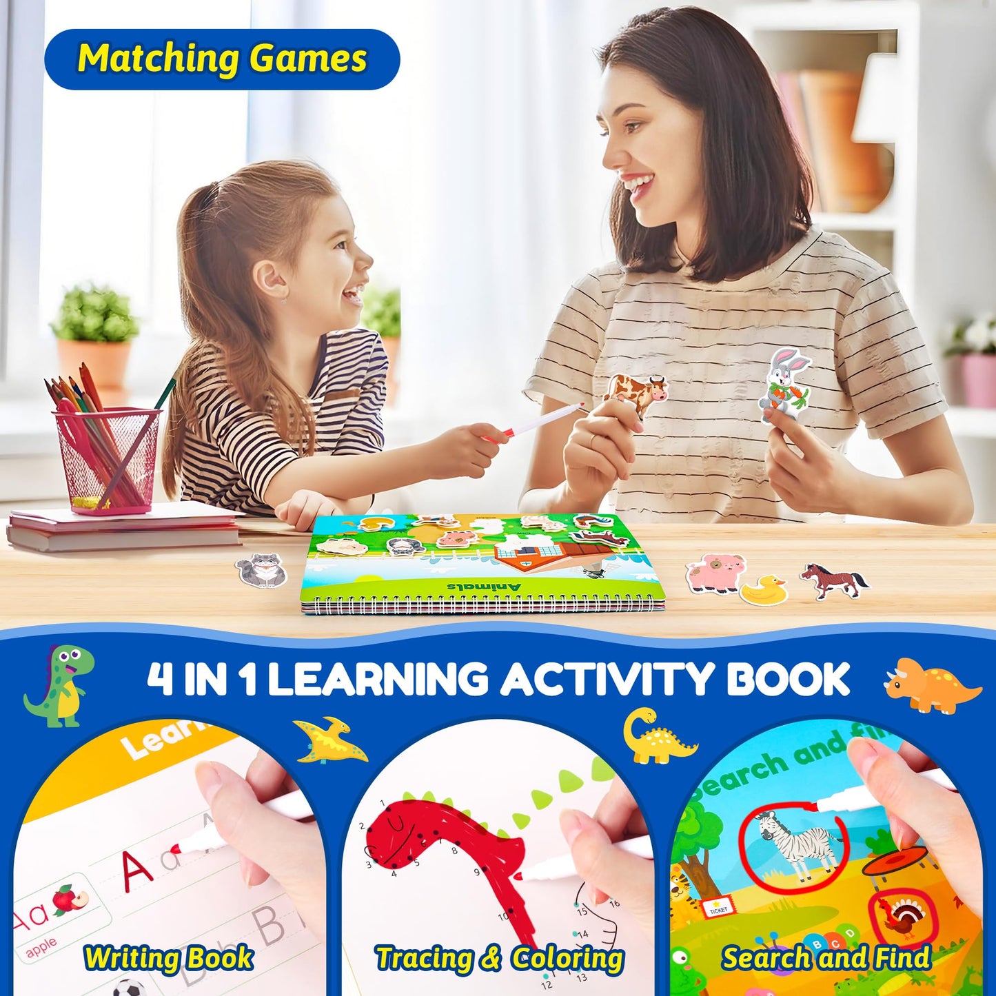 Montessori Busy Book For Toddlers Age 3+, Toddler Preschool Learning Activities, Education Autism Sensory Travel Toy For Road Tr