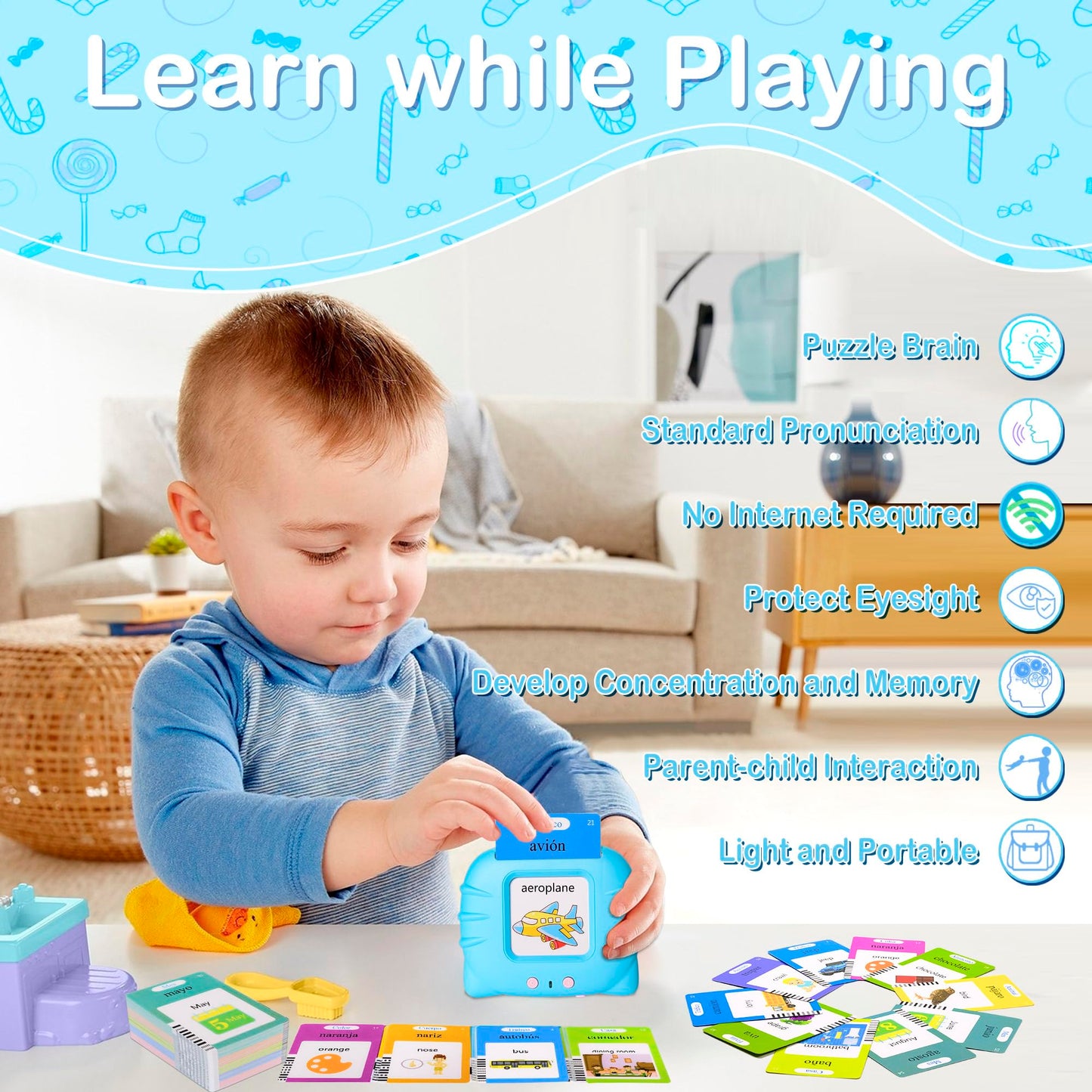 510 Spanish Flash Cards For Kids 3+Years,Pocket Speech For Toddlers,Autism Sensory Toys,Learning Montessori Toys,Speech Therapy